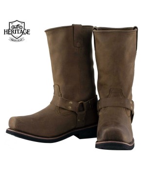 Crazy Horse Brown Leather Motorcycle Boots