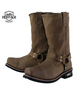 Crazy Horse Brown Leather Motorcycle Boots