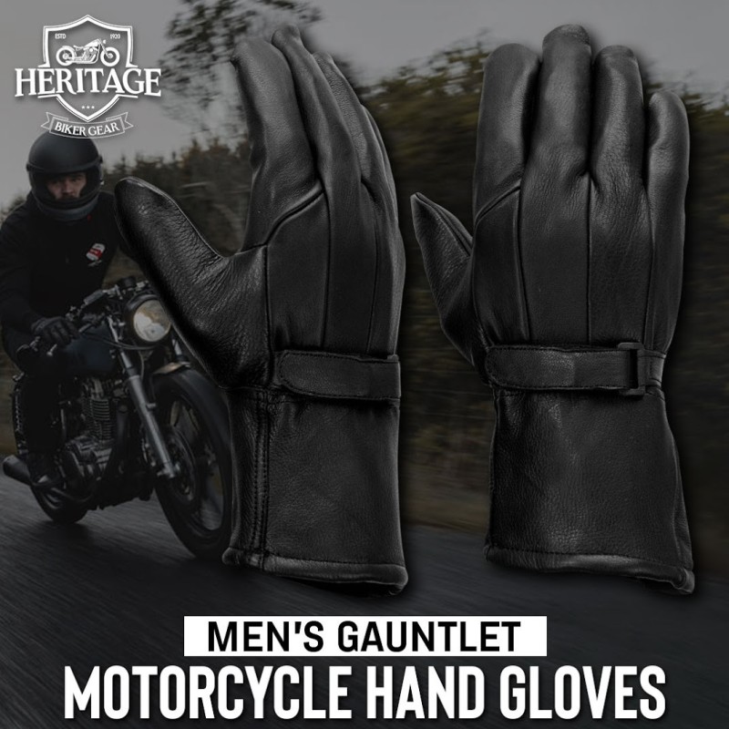 Premium Deerskin Motorcycle Gloves - Adjustable Wrist Strap