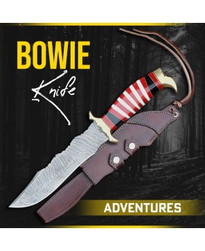 Almazan® Damascus Steel Hunting Bowie Knife - Precision Crafted for Outdoor Enthusiasts