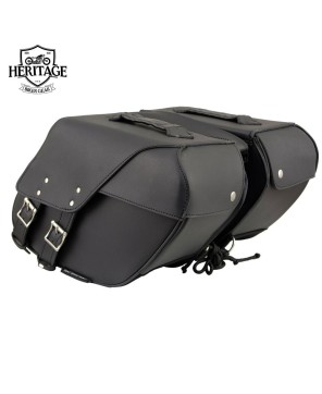 Black Leather Saddle Bag - Reflective Piping