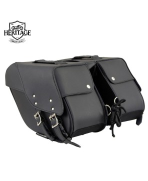 Black Leather Saddle Bag - Reflective Piping