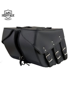 Black Leather Zip-Off Saddlebags - Stylish and Functional