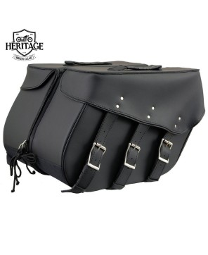 Black Leather Zip-Off Saddlebags - Stylish and Functional