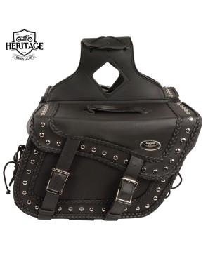 Black Leather Motorcycle Saddlebag