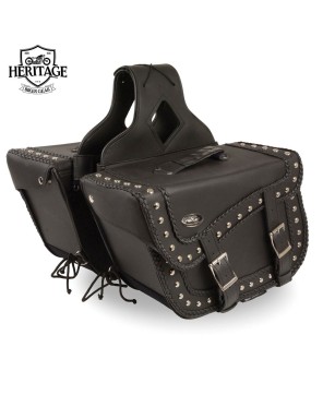 Black Leather Motorcycle Saddlebag