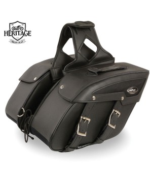 Black Leather Medium Saddlebags Heritage Biker Gear