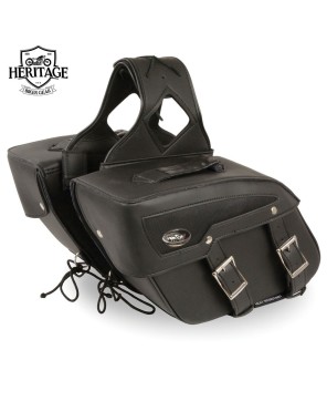 Black Leather Medium Saddlebags Heritage Biker Gear