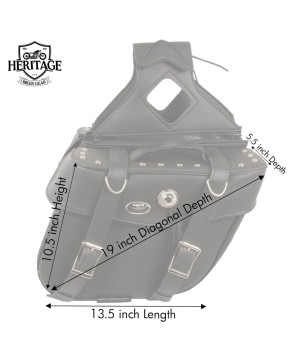 Black Leather Zip-Off Saddlebags with Rivets