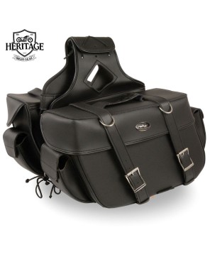 Black Leather Large Motorcycle Saddlebags