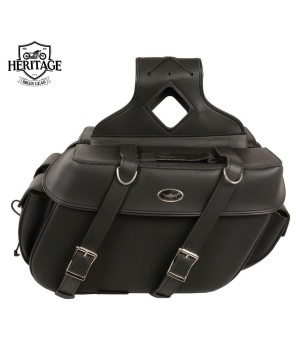 Black Leather Large Motorcycle Saddlebags