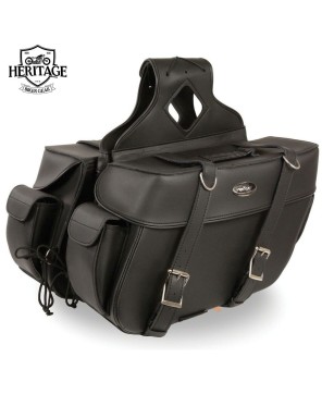 Black Leather Large Motorcycle Saddlebags