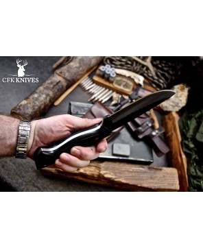 Carbon Steel Bushcraft Knife | Handmade with Leather Sheath