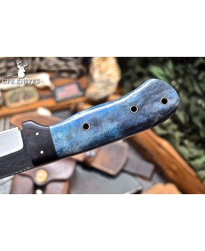 Blue Camel Bone Bushcraft Knife | Premium Carbon Steel