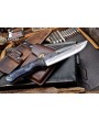 Blue Camel Bone Bushcraft Knife | Premium Carbon Steel