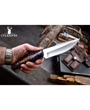 Custom Bushcraft Hunting Knife | Pine Cone Corelon Handle