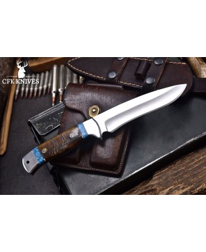 Handmade Sheep Horn Turquoise Stone Bushcraft Knife