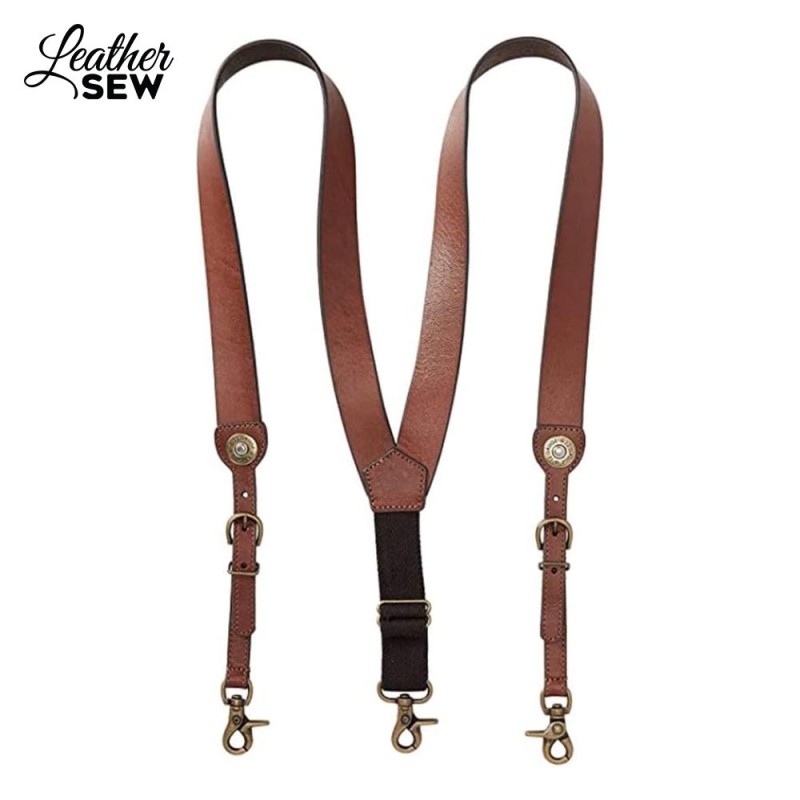 Western Style Leather Suspenders