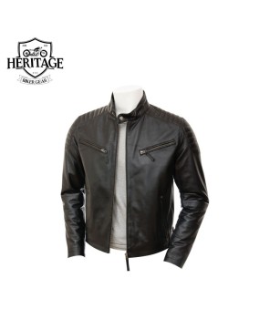 Classic Men's Black Leather Biker Jacket