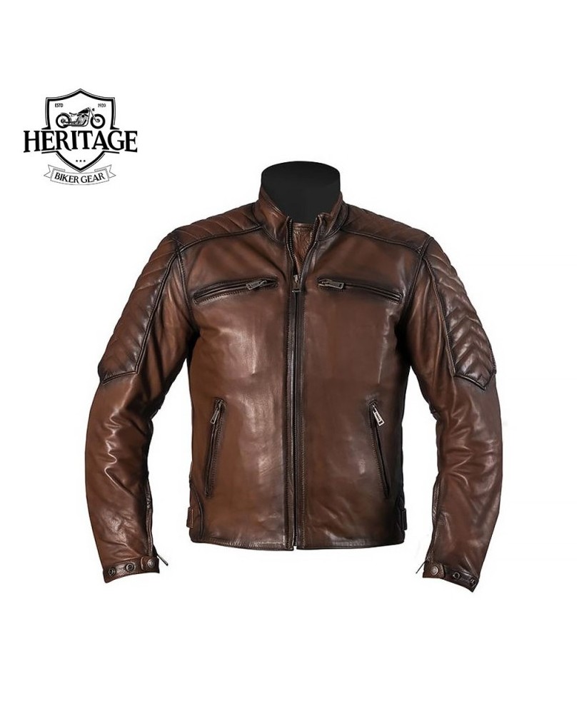 Men's Vintage Bovine Leather Motorcycle Jacket - Heritage Biker Gear