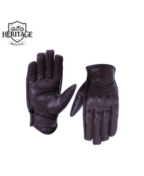 Heritage Black Summer Biker Gloves - Genuine Leather