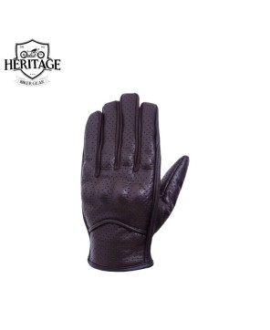 Heritage Black Summer Biker Gloves - Genuine Leather