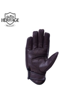 Heritage Black Summer Biker Gloves - Genuine Leather