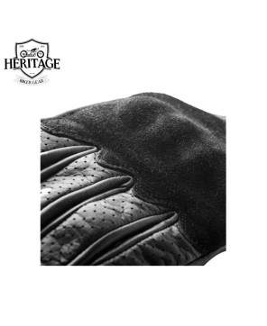 Heritage Black Leather Biker Gloves