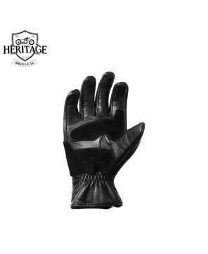 Heritage Black Leather Biker Gloves