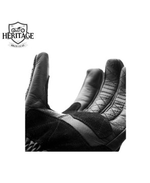 Heritage Black Leather Biker Gloves