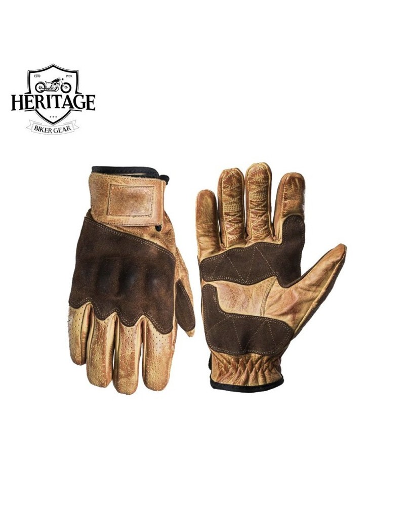 Heritage Perforated Cowhide Motorcycle Gloves