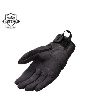 Heritage Volcano Black Leather Biker Gloves