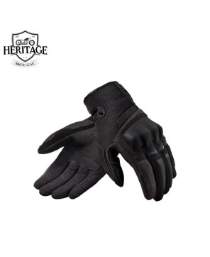 Heritage Volcano Black Leather Biker Gloves