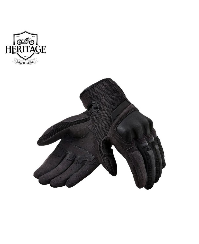 Heritage Volcano Black Leather Biker Gloves