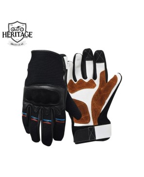 Rally Raid Gloves: Leather & Stretch Nylon