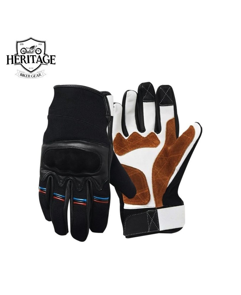 Rally Raid Gloves: Leather & Stretch Nylon