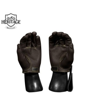 Premium Brown Leather Road Riding Gloves