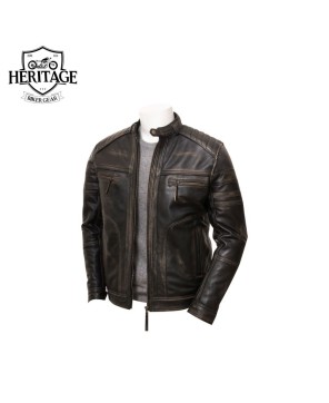 Vintage Genuine Leather Biker Jacket for Men