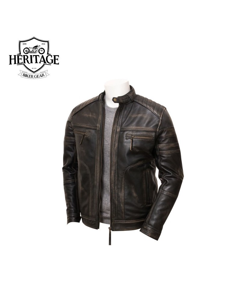 Vintage Genuine Leather Biker Jacket for Men