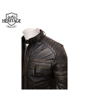 Vintage Genuine Leather Biker Jacket for Men