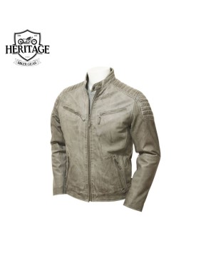 Grey Performance Leather Biker Jacket