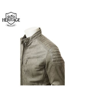 Grey Performance Leather Biker Jacket