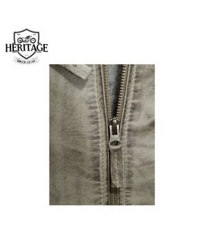 Grey Performance Leather Biker Jacket