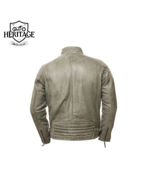 Grey Performance Leather Biker Jacket