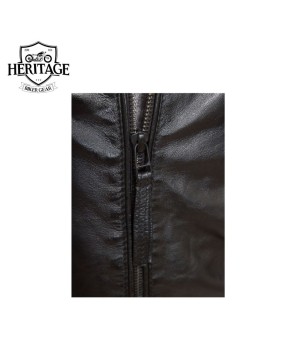 Heritage Black Biker Jacket Red Trim