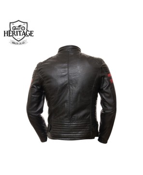 Heritage Black Biker Jacket Red Trim