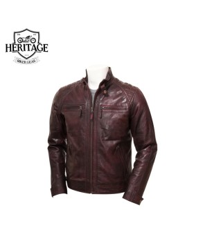 Maroon Vintage Leather Biker Jacket