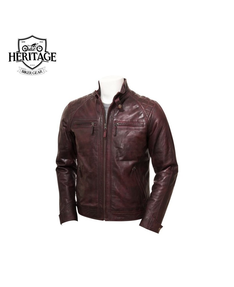 Maroon Vintage Leather Biker Jacket