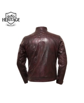 Maroon Vintage Leather Biker Jacket