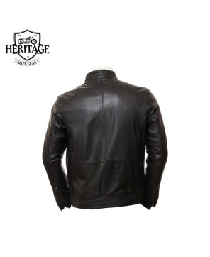 Classic Black Leather Biker Jacket by Heritage